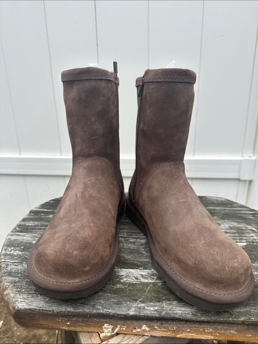 UGG Women's Brown Suede Mid-Calf Zip Boots size 7 new with tags.